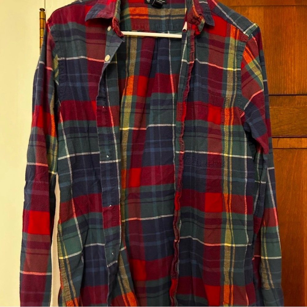 Plaid shirt- red, blue, yellow, and green. Size small from gap. Classic fit.